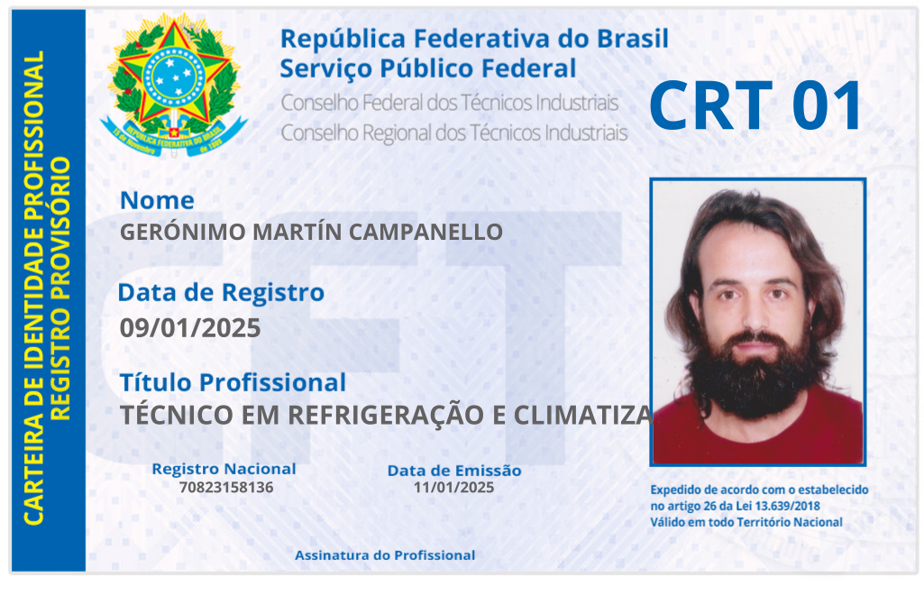 Registro CRT - Técnico Industrial em Climatização e Refrigeração